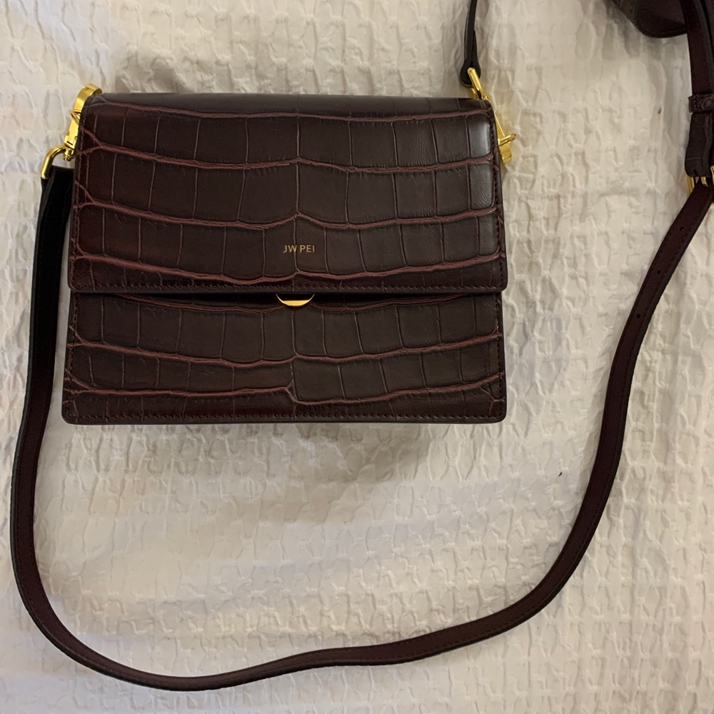 JW PEI Crossbody Brown vegan croc leather
